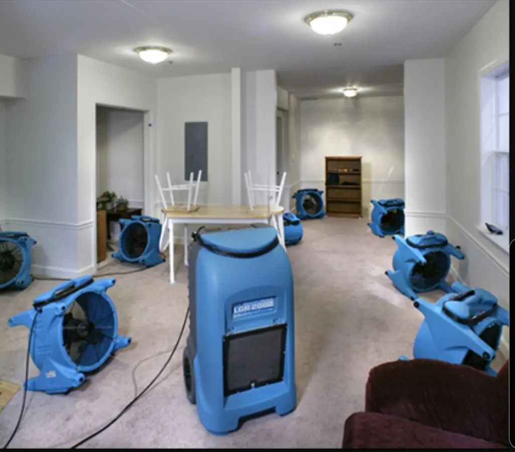 Air movers and dehumidifier setup for Water Extraction & Removal in Simi Valley